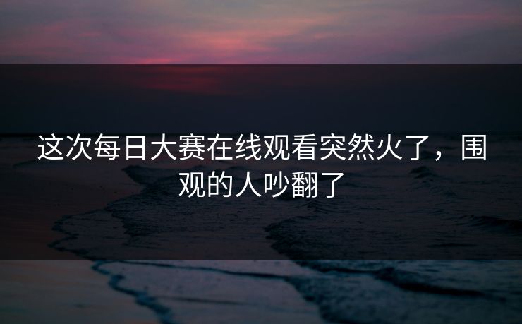 这次每日大赛在线观看突然火了，围观的人吵翻了