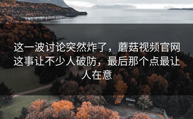 这一波讨论突然炸了，蘑菇视频官网这事让不少人破防，最后那个点最让人在意
