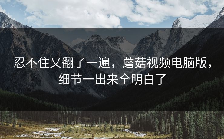 忍不住又翻了一遍，蘑菇视频电脑版，细节一出来全明白了
