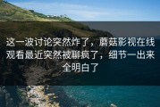 这一波讨论突然炸了，蘑菇影视在线观看最近突然被聊疯了，细节一出来全明白了