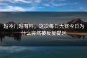越冷门越有料，这次每日大赛今日为什么突然被反复提起