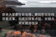 原来大家都在偷偷搜，蘑菇影视在线观看这事，后面反转有点猛，关键点其实藏得很深