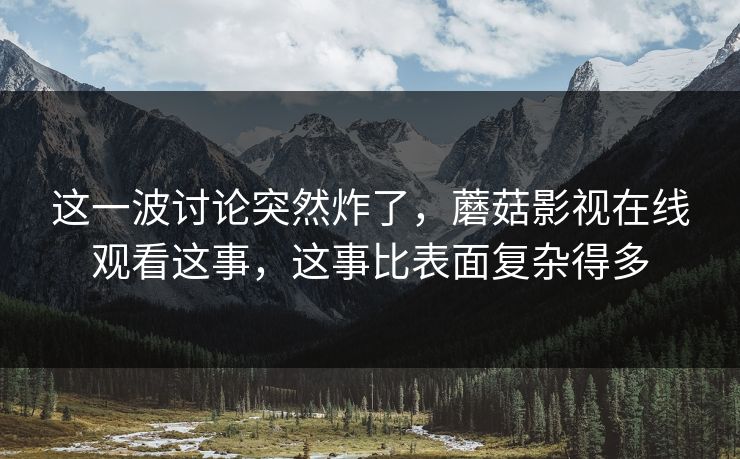 这一波讨论突然炸了，蘑菇影视在线观看这事，这事比表面复杂得多