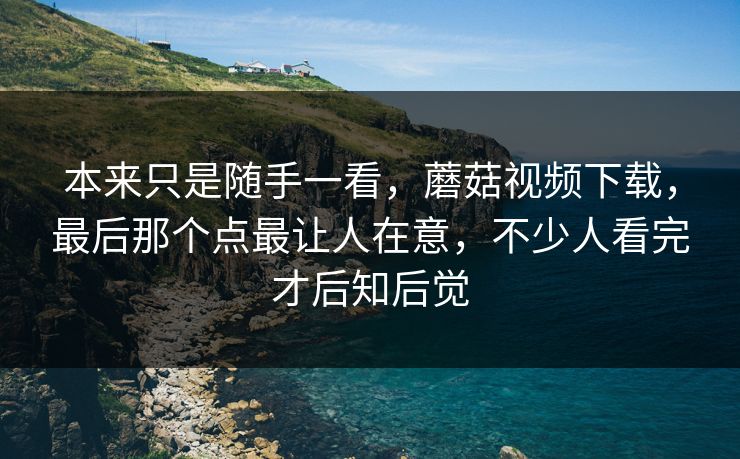本来只是随手一看，蘑菇视频下载，最后那个点最让人在意，不少人看完才后知后觉