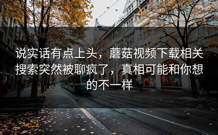 说实话有点上头，蘑菇视频下载相关搜索突然被聊疯了，真相可能和你想的不一样