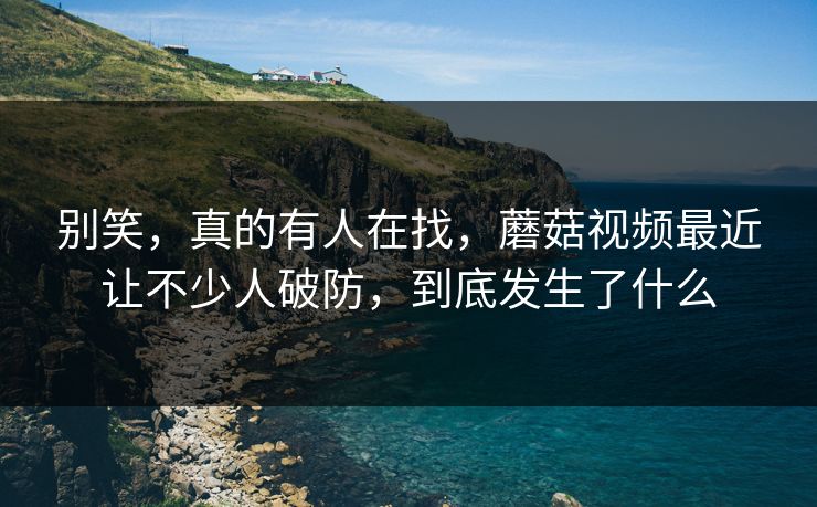 别笑，真的有人在找，蘑菇视频最近让不少人破防，到底发生了什么