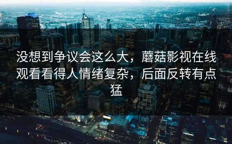 没想到争议会这么大，蘑菇影视在线观看看得人情绪复杂，后面反转有点猛
