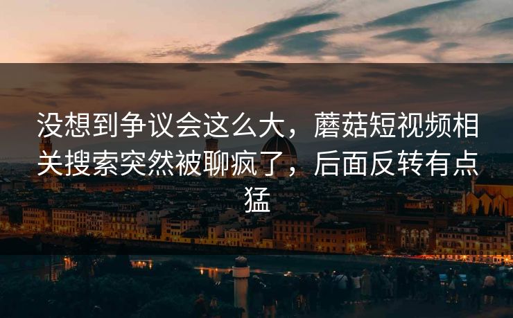 没想到争议会这么大，蘑菇短视频相关搜索突然被聊疯了，后面反转有点猛