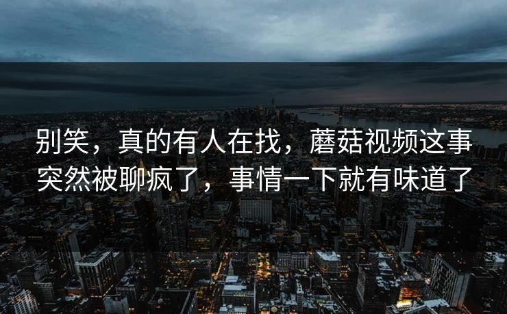 别笑，真的有人在找，蘑菇视频这事突然被聊疯了，事情一下就有味道了