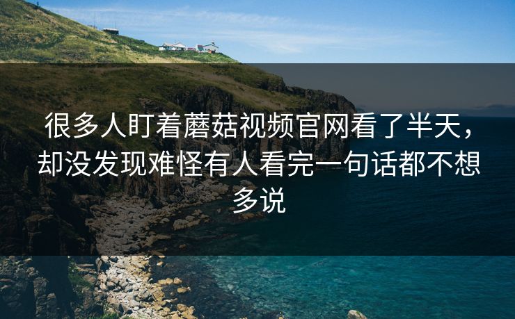 很多人盯着蘑菇视频官网看了半天，却没发现难怪有人看完一句话都不想多说