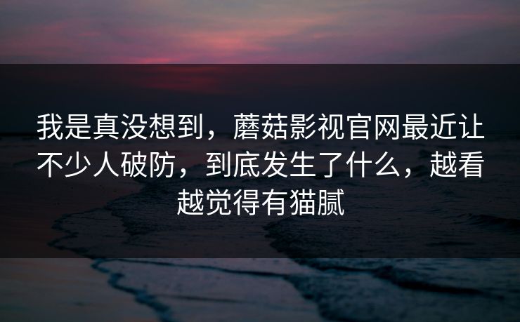 我是真没想到,蘑菇影视官网最近让不少人破防,到底发生了什么,越看越觉得有猫腻 我是真没想到,蘑菇影视官网最近让不少人破防,到底发生了什么,越看越觉得有猫腻