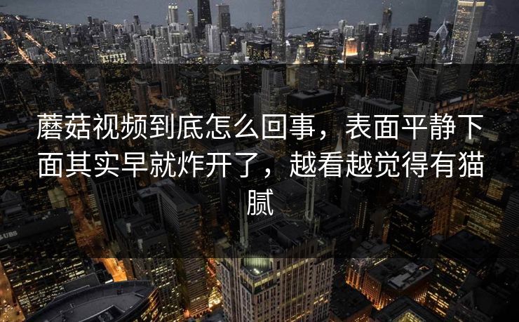 蘑菇视频到底怎么回事，表面平静下面其实早就炸开了，越看越觉得有猫腻