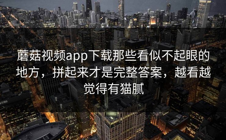 蘑菇视频app下载那些看似不起眼的地方，拼起来才是完整答案，越看越觉得有猫腻