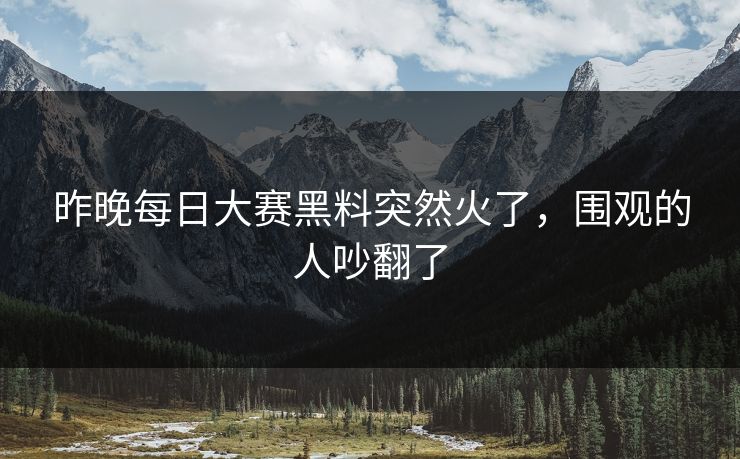 昨晚每日大赛黑料突然火了,围观的人吵翻了 昨晚每日大赛黑料突然火了,围观的人吵翻了