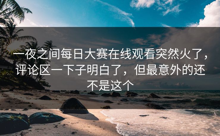 一夜之间每日大赛在线观看突然火了,评论区一下子明白了,但最意外的还不是这个 一夜之间每日大赛在线观看突然火了,评论区一下子明白了,但最意外的还不是这个